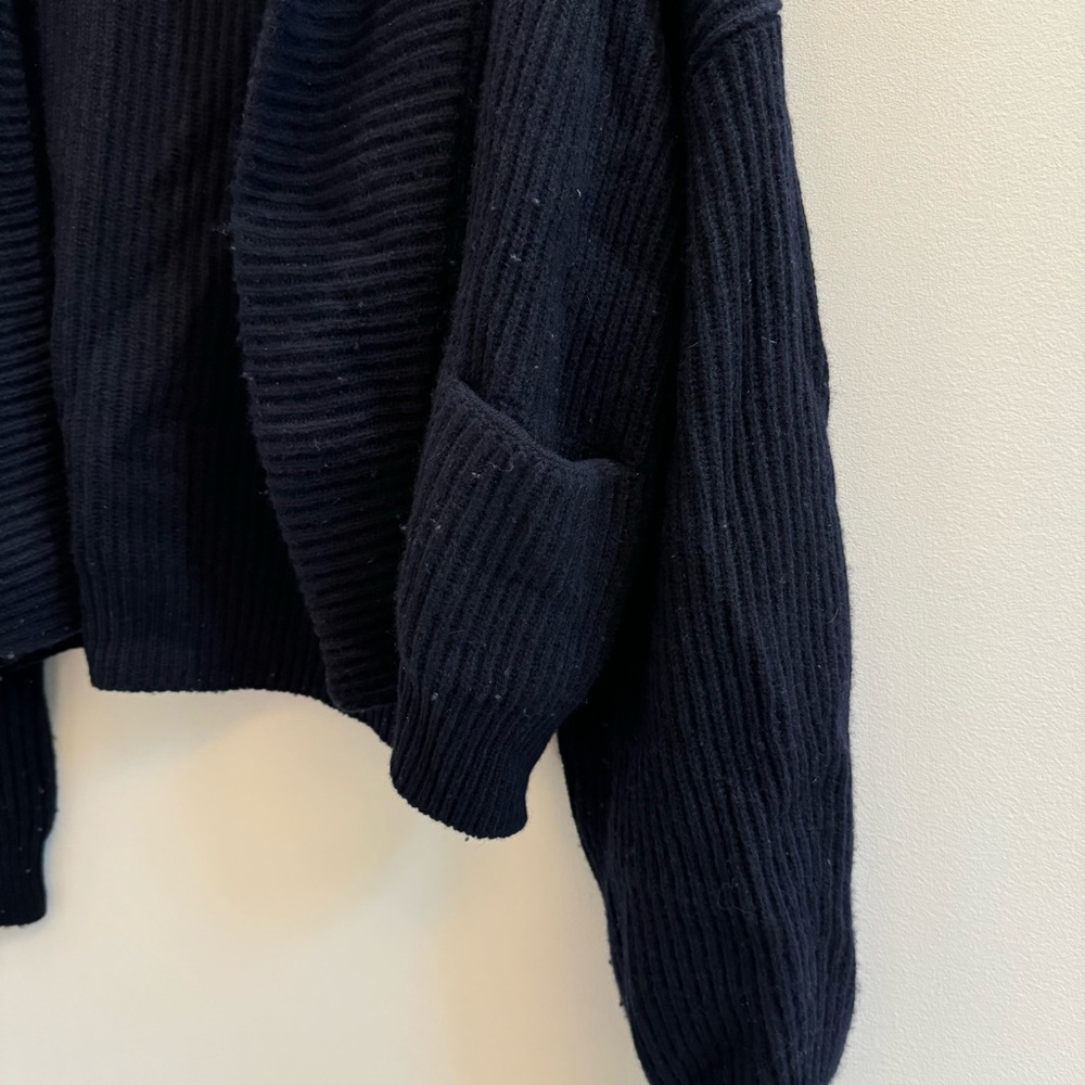 Vince Black Ribbed Open-Front Sweater - Picture 2 of 6
